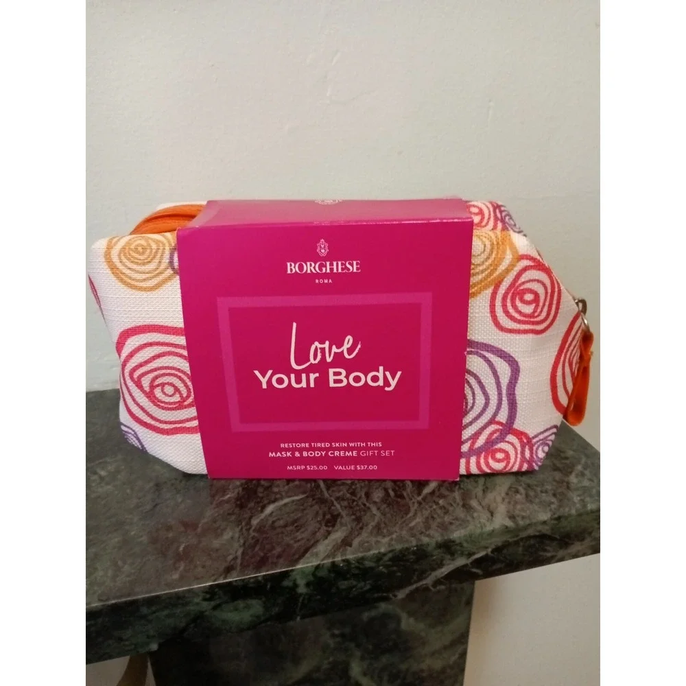 Borghese 4 Pc Love Your Body Gift Set Mask & Body Creme Cosmetic bag Fango Mud‎